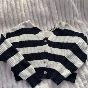 Moon & Madison Black and White Striped Cardigan
